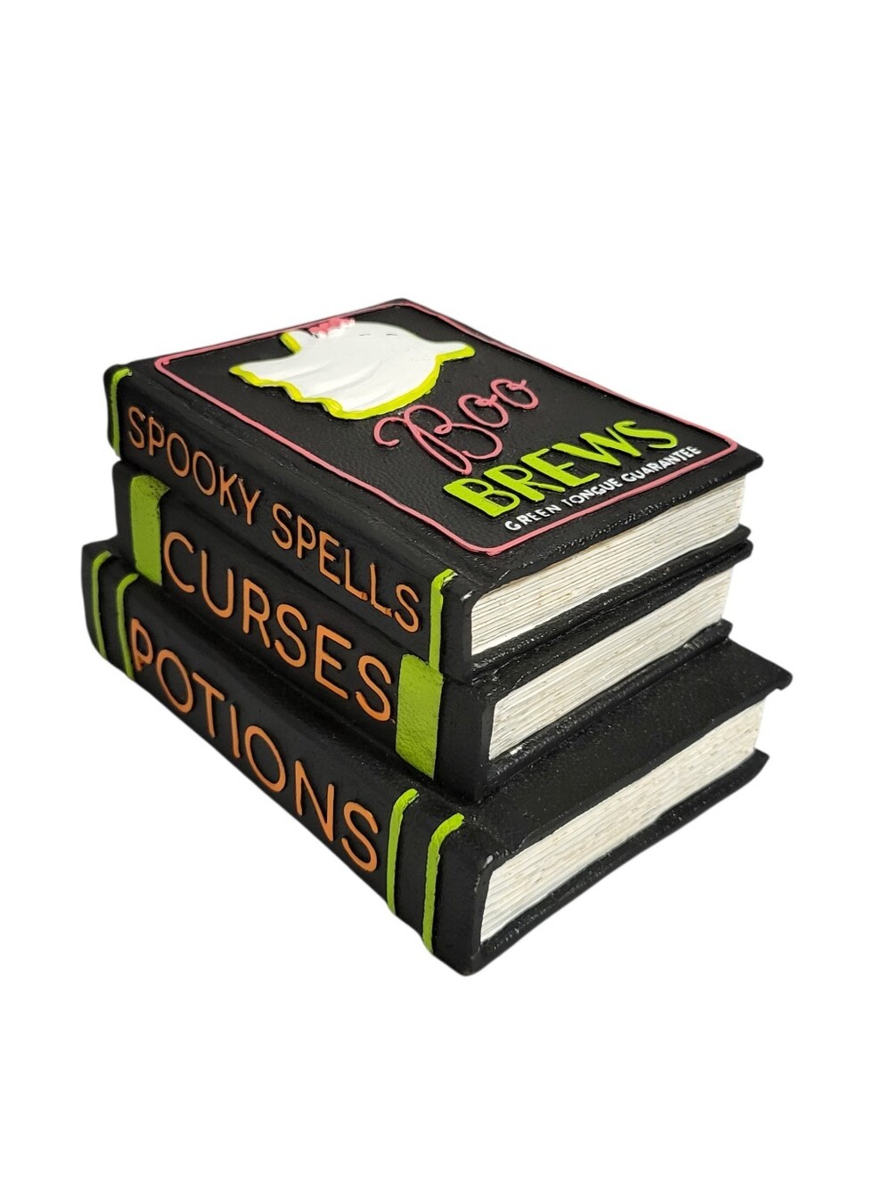 Halloween Decor Resin Stacked Spell Books Trio Spooky Curses Potions Boo Brews